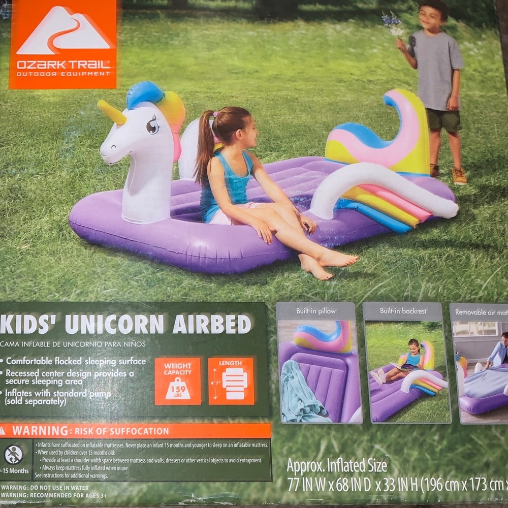 🦄 Kid’s Unicorn Airbed! New, never opened! 🦄
